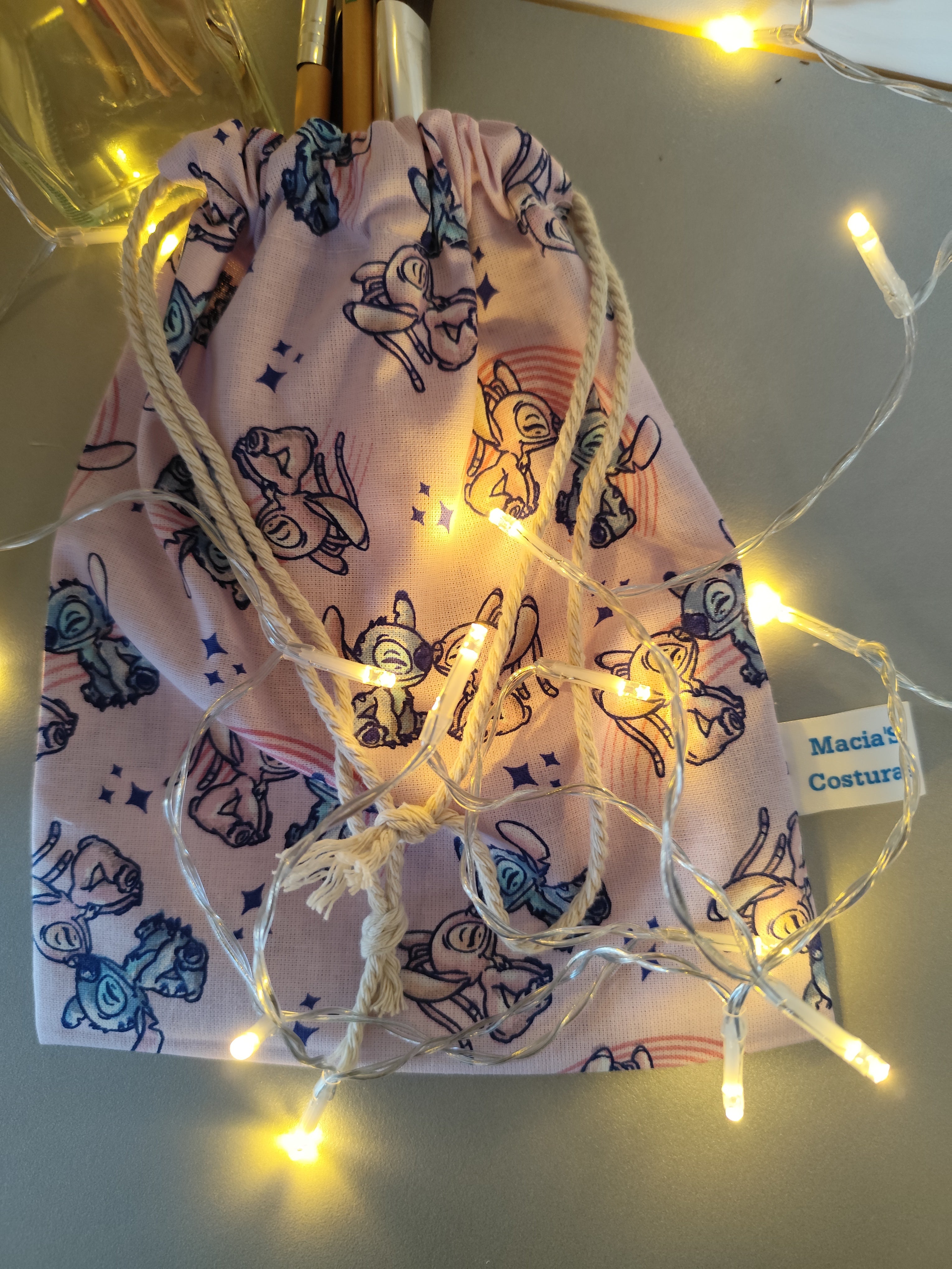 Lot de 2 - Coffret Voyage Stitch Fait Main : Étui Brosse à Dents Imperméable et Pochon de Rangement en Tissu